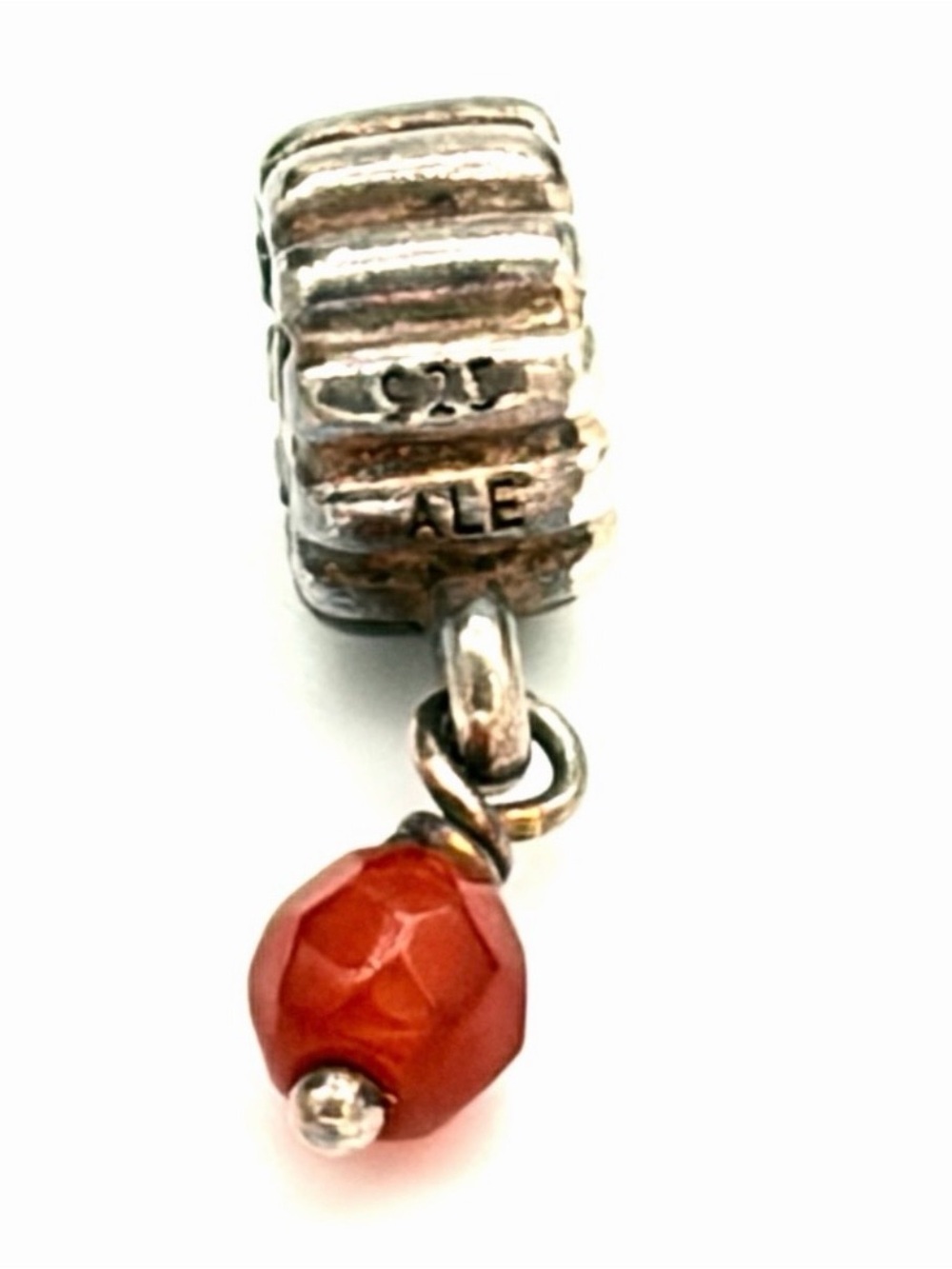 Pandora Silver Charm with Faceted Red Carnelian Drop - July stone